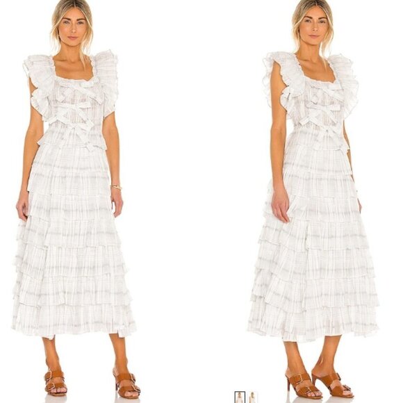 Ulla Johnson Darcey Ruffle Tiered Bow Front Dress Size 8 - Picture 2 of 11